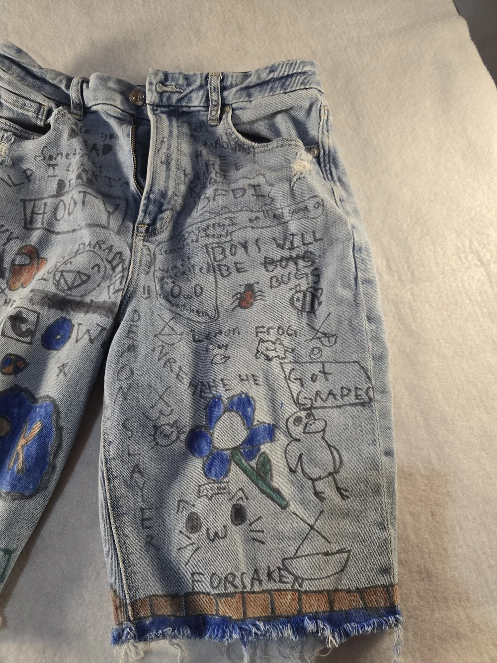 American Eagle Outfitters Light Blue Grafetti with Hand Drawn Accents Long